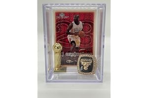 PRO SET Chicago Bulls Replica NBA 1991 Championship Ring Trophy Shadowbox w/MJ Card