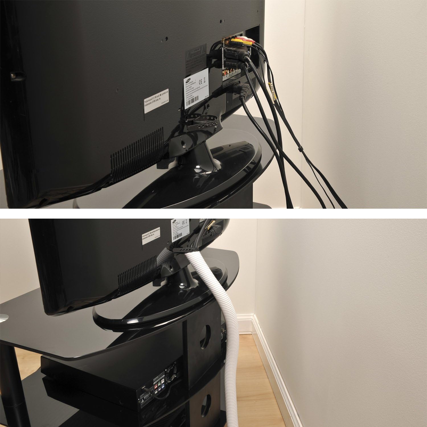 D-Line White Cable Tube | 3' 7" Flexible Cable Management Sleeve | Wire Organizer to Hide Cords from TVs, PCs and Game Consoles | 1.25 Inch Diameter: Electronics