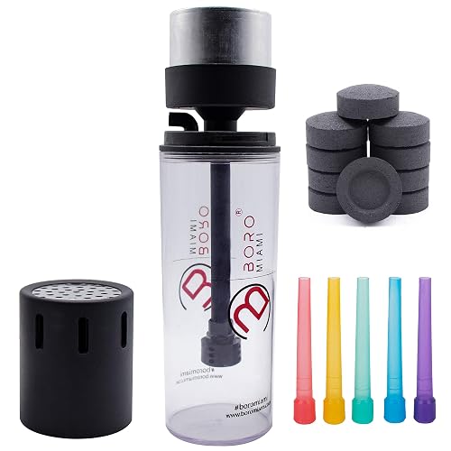 VEEBOOST Boro Miami Portable Hookah Set, 10 Coals 50 Mouthpiece