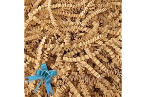 BOXHOME Shred Paper Filler (1LB) Crinkle Cut Paper for Wrapping & Filling Gift Basket Gift Boxes, Kraft-Decoration Raffia Contains Bow