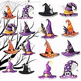 Elevizzle 8pcs Halloween Paper Party Decorations,Witch Hat Hanging Ornaments for Tree Pendant Embellishments Gift for Home Bar Halloween Party Decorations,Spooky Festive Ornaments
