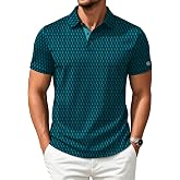 ZITY Mens Golf Shirts Short Sleeve Print Moisture Wicking Polo Shirt | 3 Button, Performance, Quick-Drying, Lightweight, Patterns Casual Polo Shirts for Men