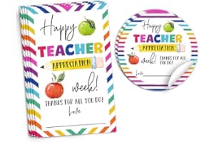 Handeasy Thank You Tags, 40 Pcs Teacher Gift Tags, Rainbow Themed Teacher Appreciation Gift Stickers, Envelopes, Sealing Stickers Present Packaging Boxe A01