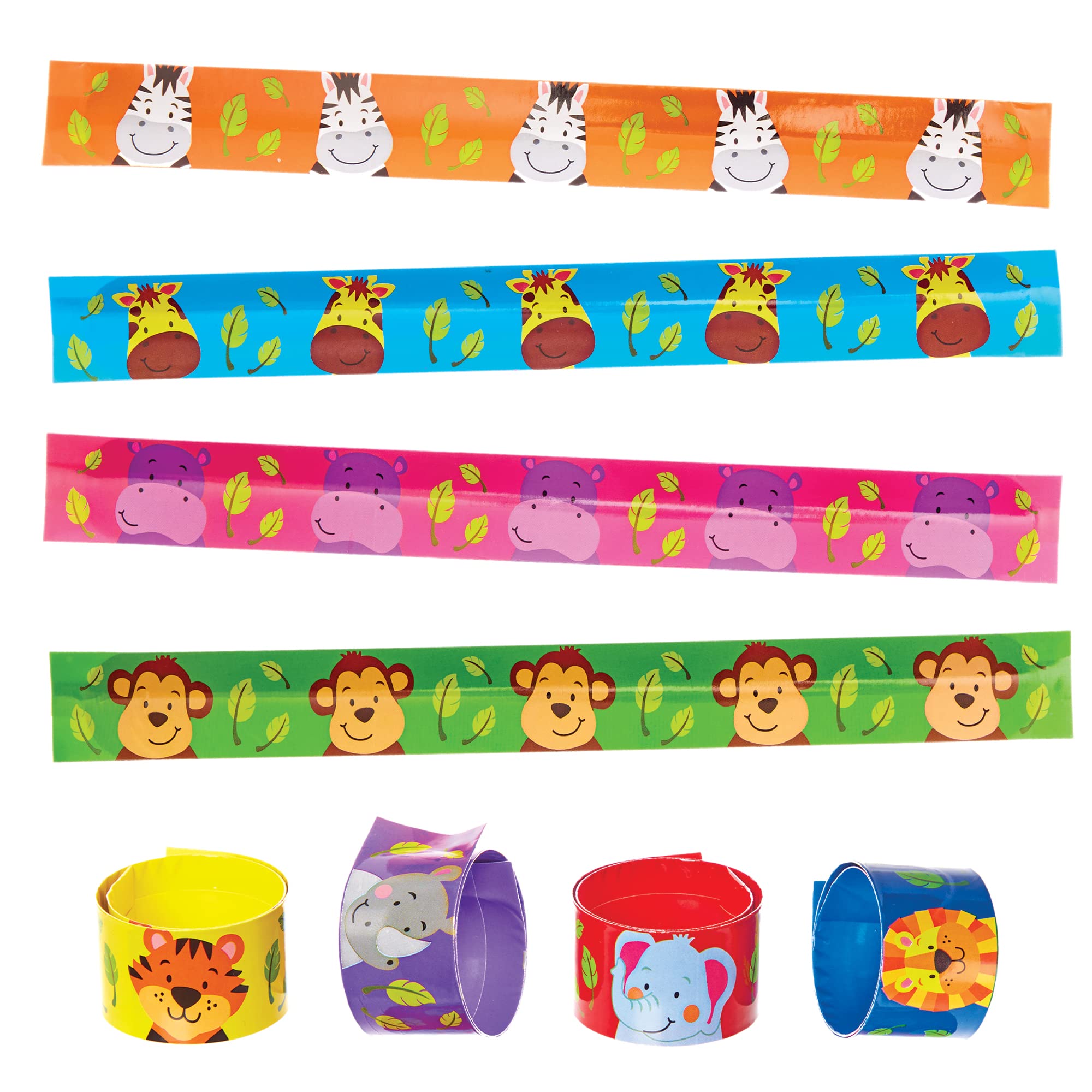 Baker Ross FX660 Jungle Chums Snap On Bracelets - Pack of 8, Party Bag Fillers for Kids