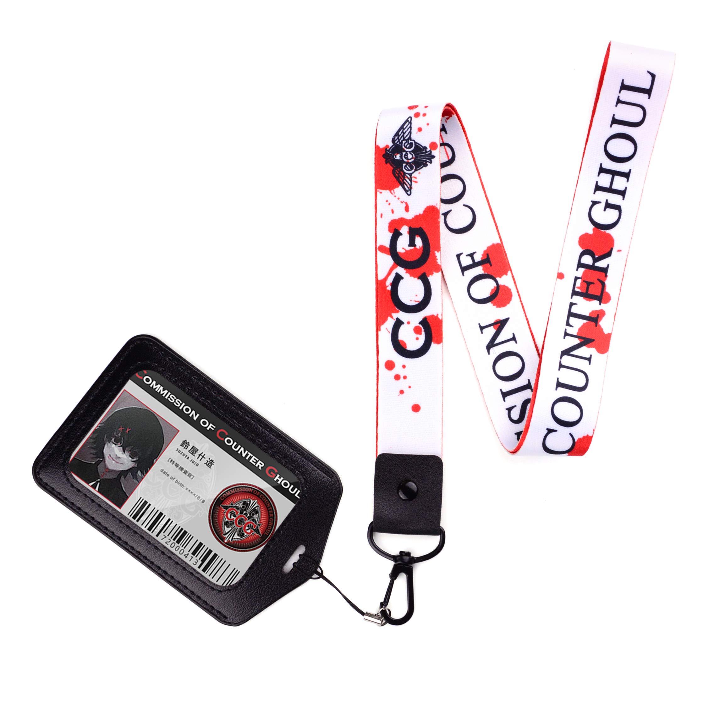 Neck Strap Lanyard for Tokyo Ghoul with Juzo Suzuya CCG ID Card in Badge Holder Juuzou Anime Key Holder (Suzuya)