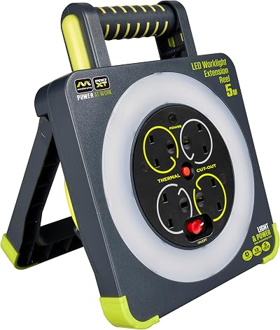 Masterplug Pro-XT -PX Four Socket LED Work Light Reel 5m