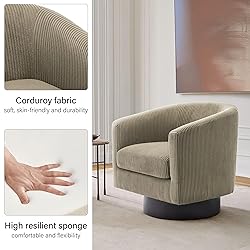 Swivel Barrel Accent Chair, Modern Round Corduroy