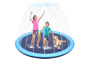 YIVSEN Upgraded Non-Slip Splash Pad, Sprinkler & Splash Play Mat for Kids and Dog, 67 inch Thicken Sprinkler Pool Summer Outdoor Water Toys - Fun Backyard Fountain Play Mat for Baby Girls Boys (3-12 Years)