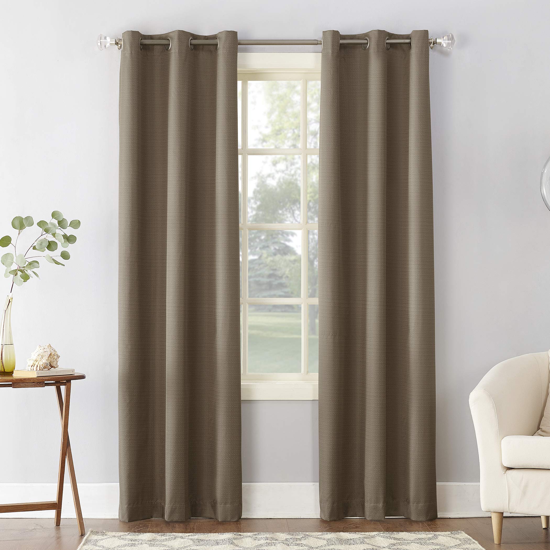 Sun Zero Cooper Thermal Insulated Energy Efficient Grommet Curtain Panel, 40" x 95", Mocha