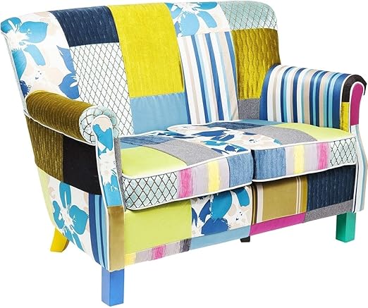 Kare 83149 Sofa Patchwork Stripes 2 Seater Small 2 Seater Cosy Couch Unusual Sofa Bench Hxwxd 79 X 105 X 78 Cm Amazon De Kuche Haushalt