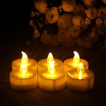 GOYAL Flameless LED Yellow Tealight Birthday/Festival / Anniversary/All Purpose (Set of 6)
