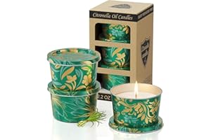 VORTIXX 3-Pack Citronella Candle Set - Travel-Size Scented Candles 2.2oz Each | 10+ Hour Long-Lasting Burn | Natural Lemongrass Soy Candles for Patio, Camping, Gifts & Summer Nights