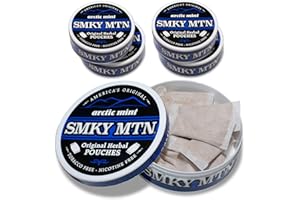 Smokey Mountain Snuff, 5 Cans - Arctic Mint POUCH - Tobacco Free, Nicotine Free - 20 pouches per can by Smokey Mountain