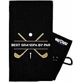 Wolf Golf Towels Best Grandpa by Par Golf Towel | Embroidered in USA | Golf Accessories for Men