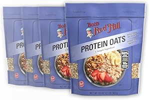 Bob's Red Mill Gluten Free Protein Oats, 32oz (Pack of 4) - 10g Protein/Serving, Non GMO, Whole Grain, Vegan, Kosher