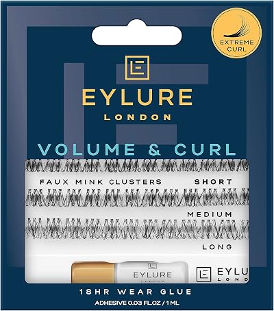 Eylure Extreme Curl Clusters Lashes with Latex-Free Glue 1 Pack
