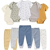 Ruliby Baby Bodysuit and Pant Set Summer Ribbed Mix Match Infant Boy Girl Clothes Outfits