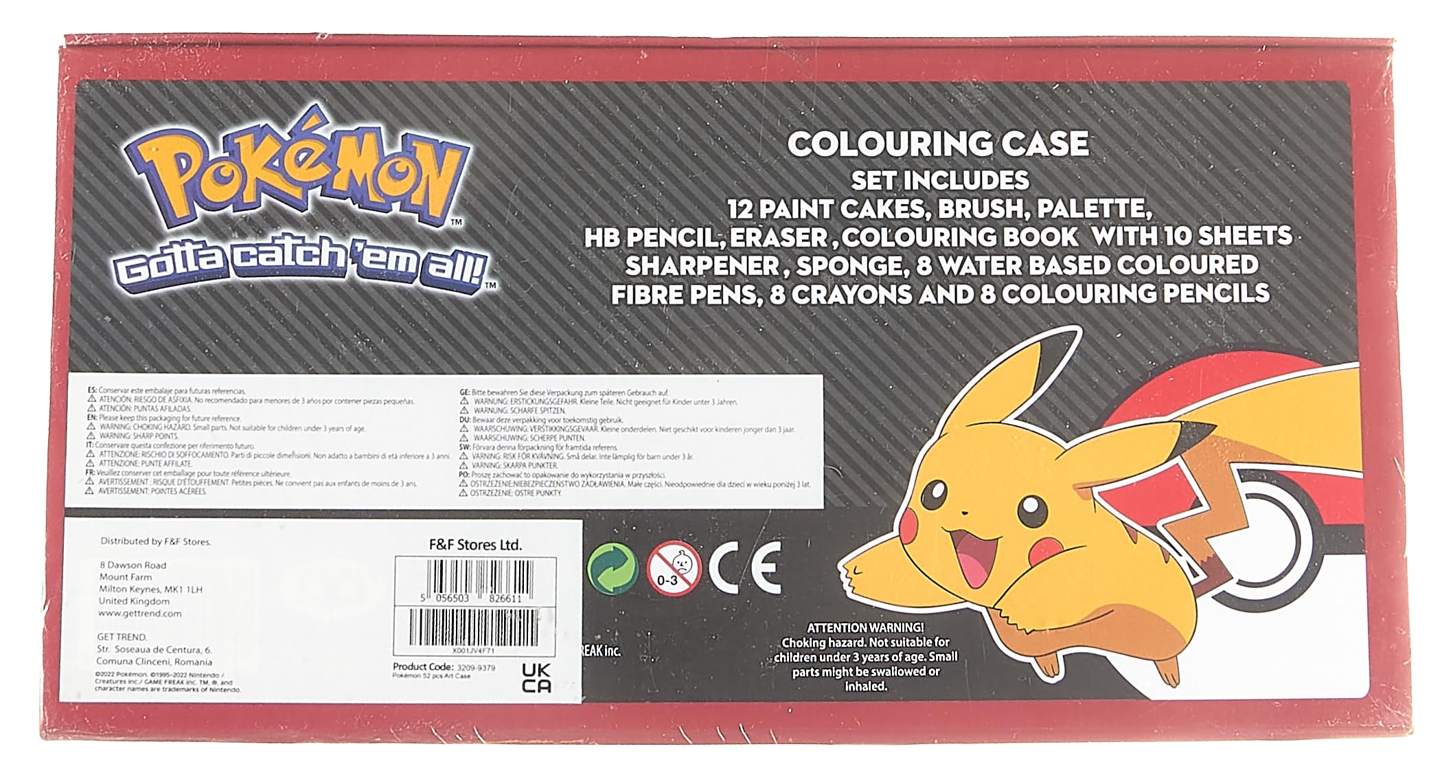 Pokemon Art Set for Boys Girls Drawing Painting Kit Markers Crayons Colored Pencils School Supplies Anime Gifts for Kids (Black/Red)
