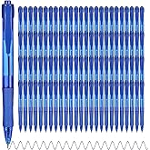 deegtran Pens Bulk, 100 Pack No Bleed Blue Ink Click Pens with Soft Grip, Wholesale Retractable Ballpoint Pens for Office School, Medium Point Smooth 1.0MM