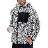 VOGSTART Men's Sherpa Jacket Fuzzy Warm Lightweight Winter Hoodie (S-XXL)