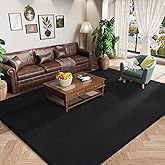 Amearea Large Modern Area Rugs for Bedroom Living Room, 8x10 Feet Black Thickened Memory Foam Rug, Fluffy Indoor Washable Rugs Non Slip Minimalist Carpet for Boys Girls Dorm Nursery Room Decor