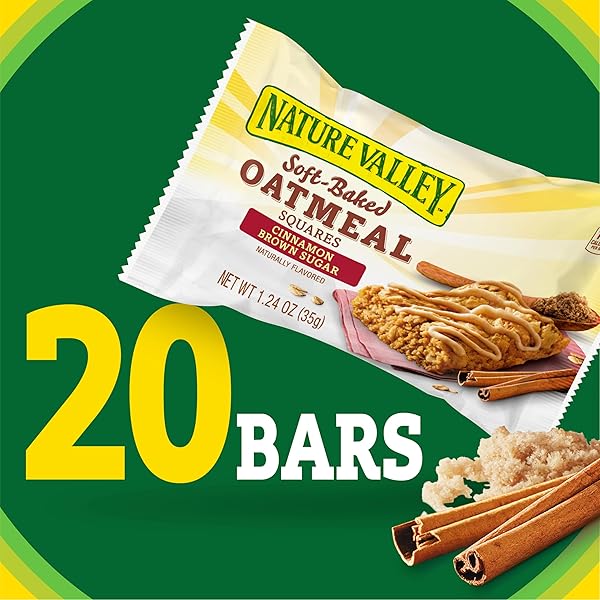 NATURE VALLEY SOFT BAKED OATMEAL SQUARES, CINNAMON BROWN SUGAR, 20 BARS, 24.8 OZ