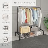 JIUYOTREE Garment Rack 110 CM Metal Clothes Rail with Shoe Rack - Black view 6
