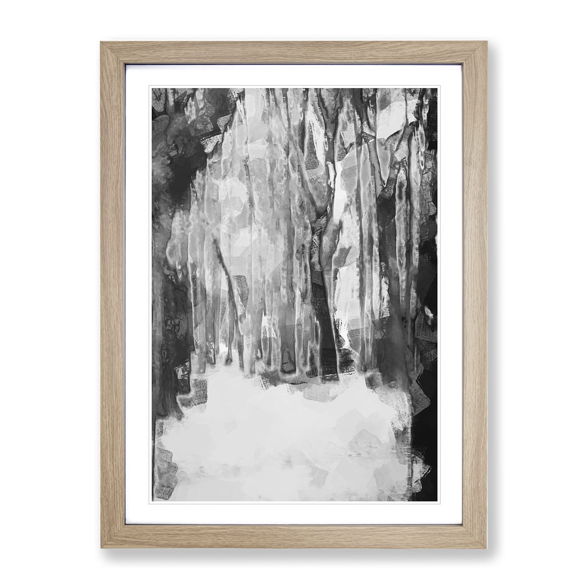 Forest Blur In Abstract Modern Framed Wall Art Print, Ready to Hang Picture for Living Room Bedroom Home Office Décor, Oak A4 (34 x 25 cm)