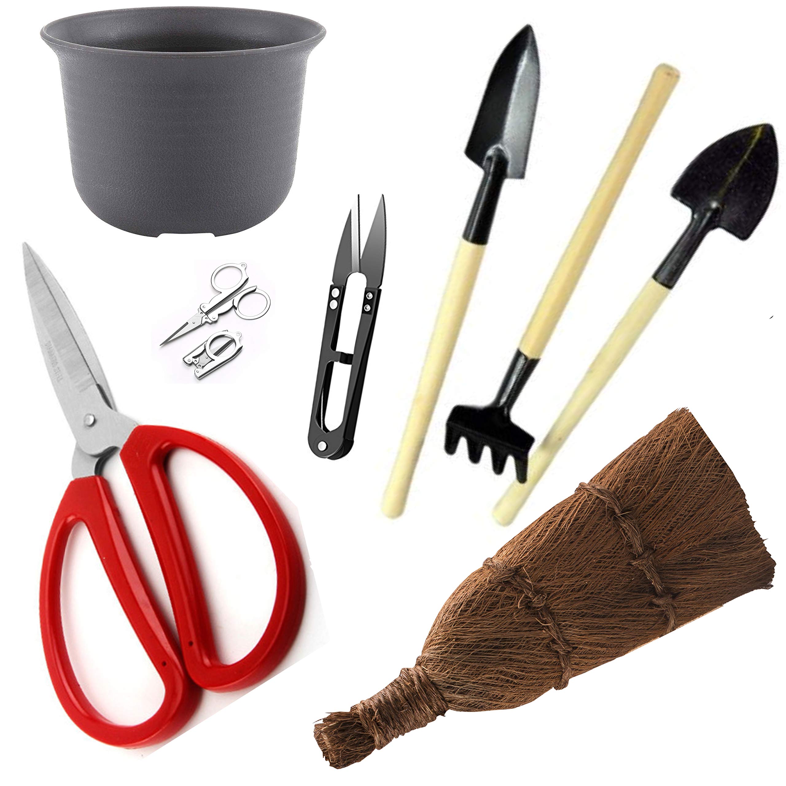 GARDEN COLISEUM 8-piece Bonsai tools set. Bonsai tool kit.Bonsai tree care kit.pruning scissors.Traditional cleaning brush.Bonsai kit.bonsai accessories.Bonsai pot, Xmas gifts, gardening gift