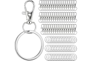 XIBETEO 100 Pieces Key Chain Rings, 50Pcs Key Chain Clip Hooks with 50Pcs Key Rings for DIY Jewelry Art Crafts, Lanyard, Key,