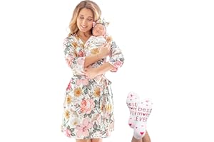 ECO BABY Mommy and Me Robe and Swaddle Set | Maternity Robe and Matching Baby Set for Girl, Boy | Hospital Labor and Delivery
