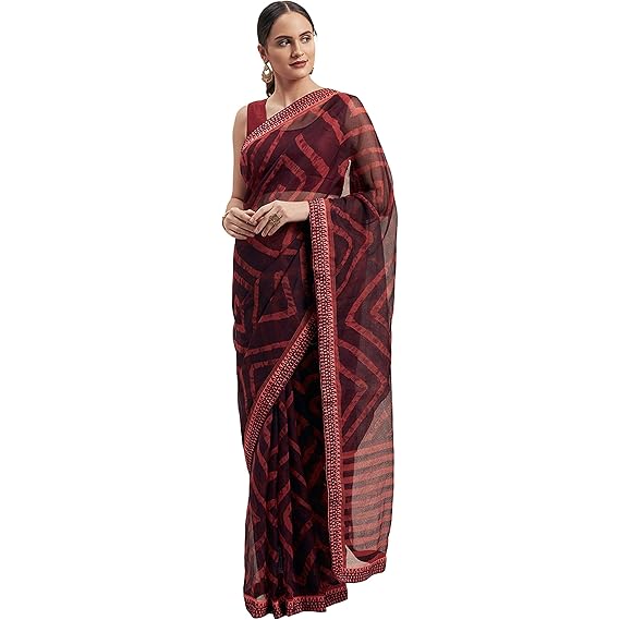 Shaily Cotton Blend Embroidered Saree[NANDITA7001SSSR01_Red & Black]