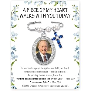 Sereney Something Blue Gifts for Bride to Be, Wedding Bouquet Photo Charms | Bridal Shower Wedding Gifts, Christian Guardian