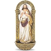 Heavenly Protectors Joseph's Studio by Roman Exclusive Sacred Heart of Jesus Holy Water Font Figurine, 7.5-Inch