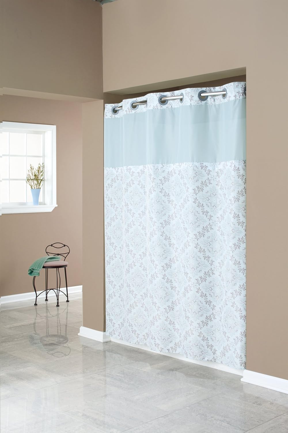 Hookless RBH40MY433 Fabric Shower Curtain with Built in
