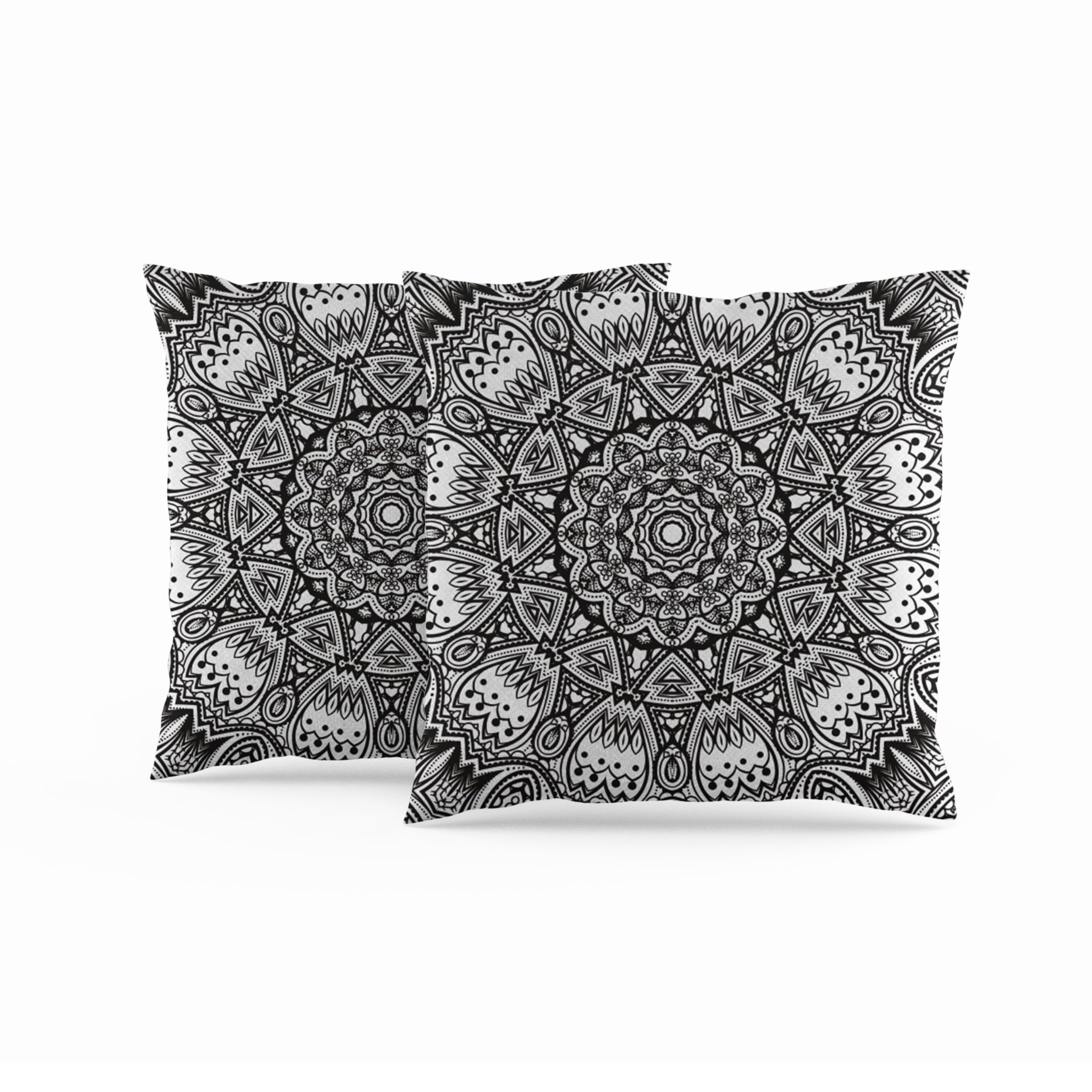 ggaimwf Moroccan Cushion Covers 60x60cm Black Ethnic Boho Cushions Indian Style Abstract Mandala Arabesque Meditation Hippie Modern Throw Pillow Cover for Sofa Living Room Bed Pillowcase Set of 2
