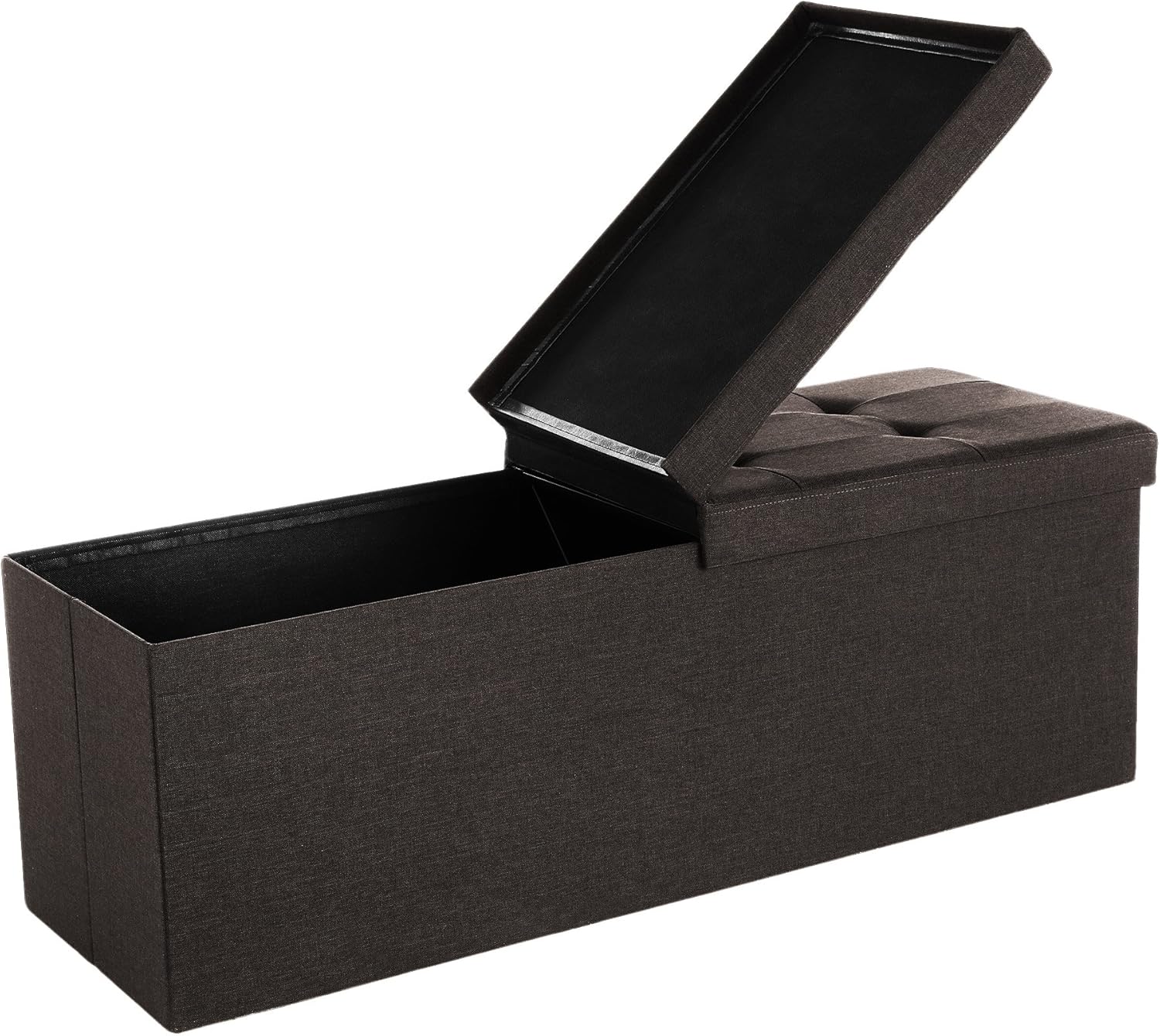 SONGMICS 110 x 38 x 38 cm Faltbarer Sitzhocker 3-Sitzer belastbar bis 300 kg Fußbank Schuhbank Tritthocker leinen, schokoladenbraun, LSF77Q