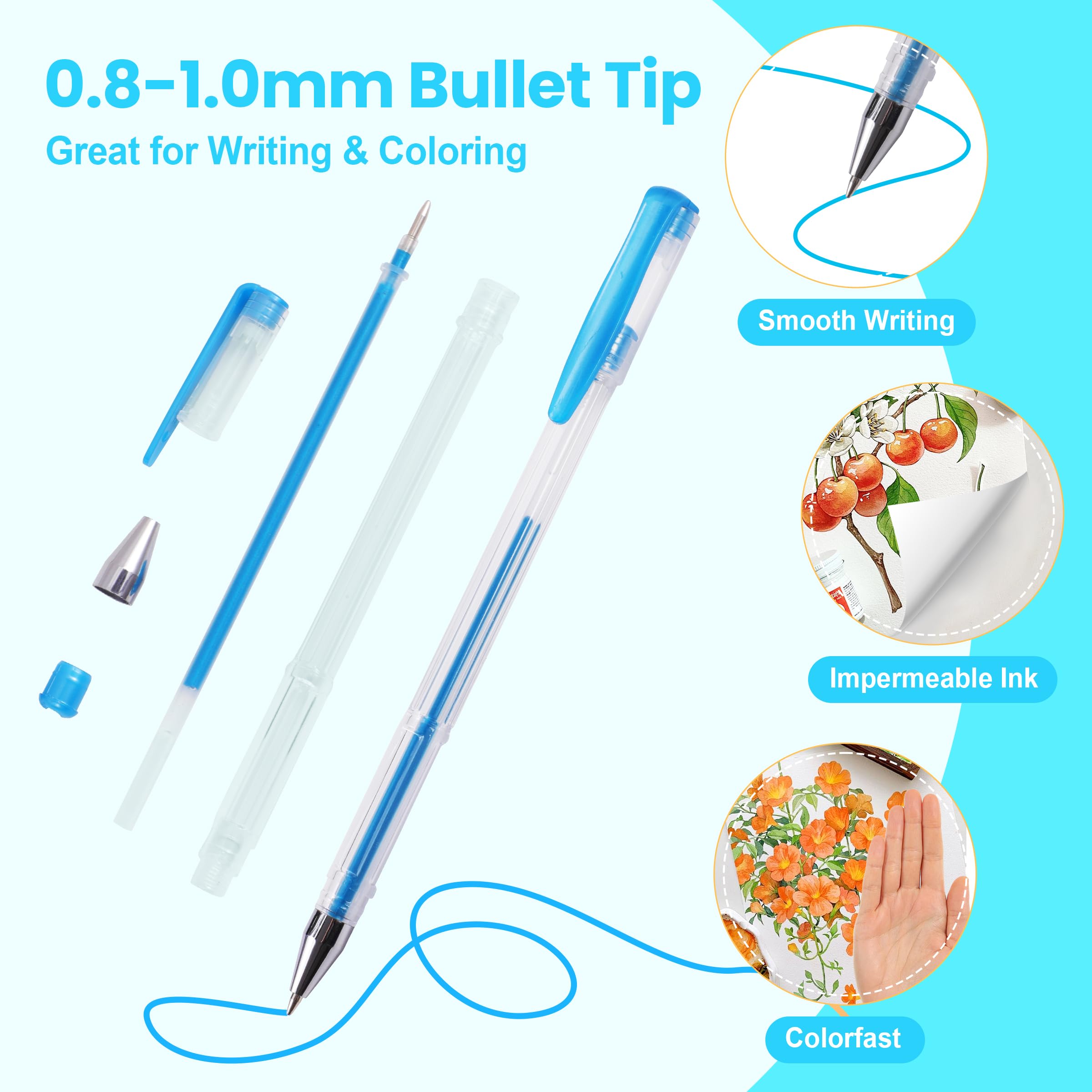 120 Colors Gel Pens, Colored Neon Glitter Pen Set for Adult Coloring Books, 40% More Ink Fine Point, Art Supplies Stocking Stuffers Christmas Gifts for Adults Drawing Doodling Scrapbook Journaling