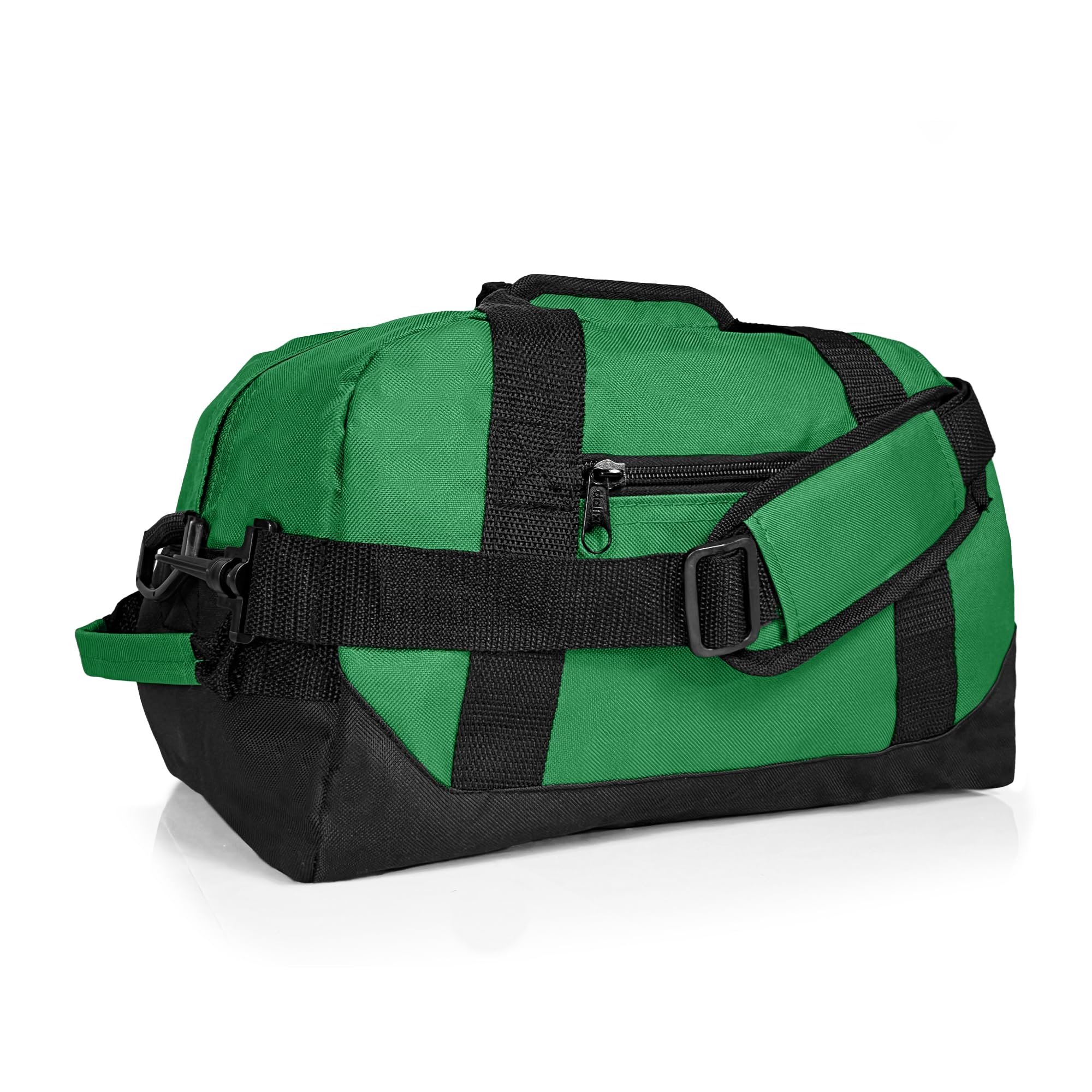 DALIX 14" Small Duffle Bag Two Toned Gym Travel Bag, Dark Green, 14" X 8-1/2" X 8-1/2"