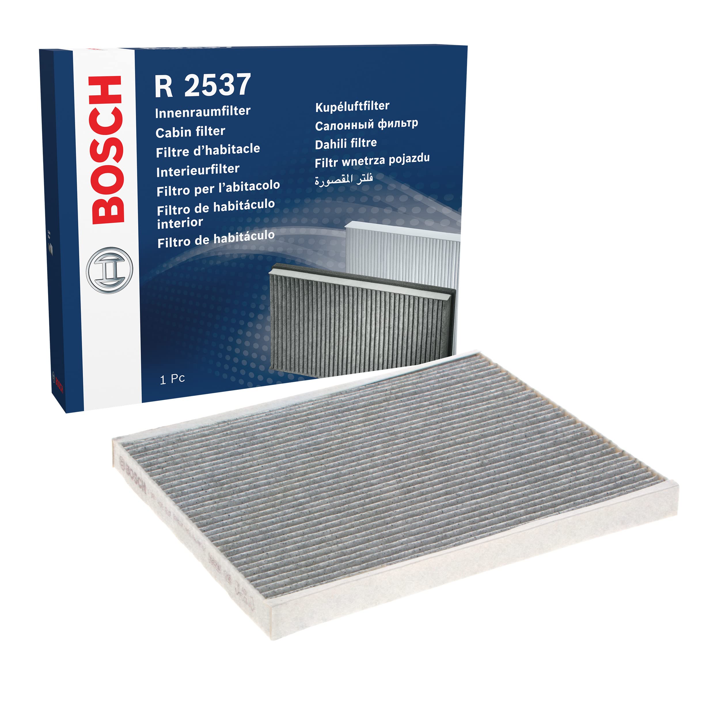 Bosch R2537 Activated Carbon Cabin Filter, Replacement Filter - Against Unpleasant Smells, Pollen and Dust for Cleaner Air Inside the Vehicle
