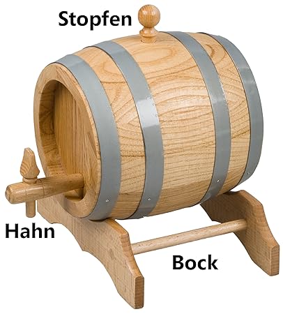 Hofmeister Holzwaren unlackiertes Bierfass aus Holz (3 Liter)