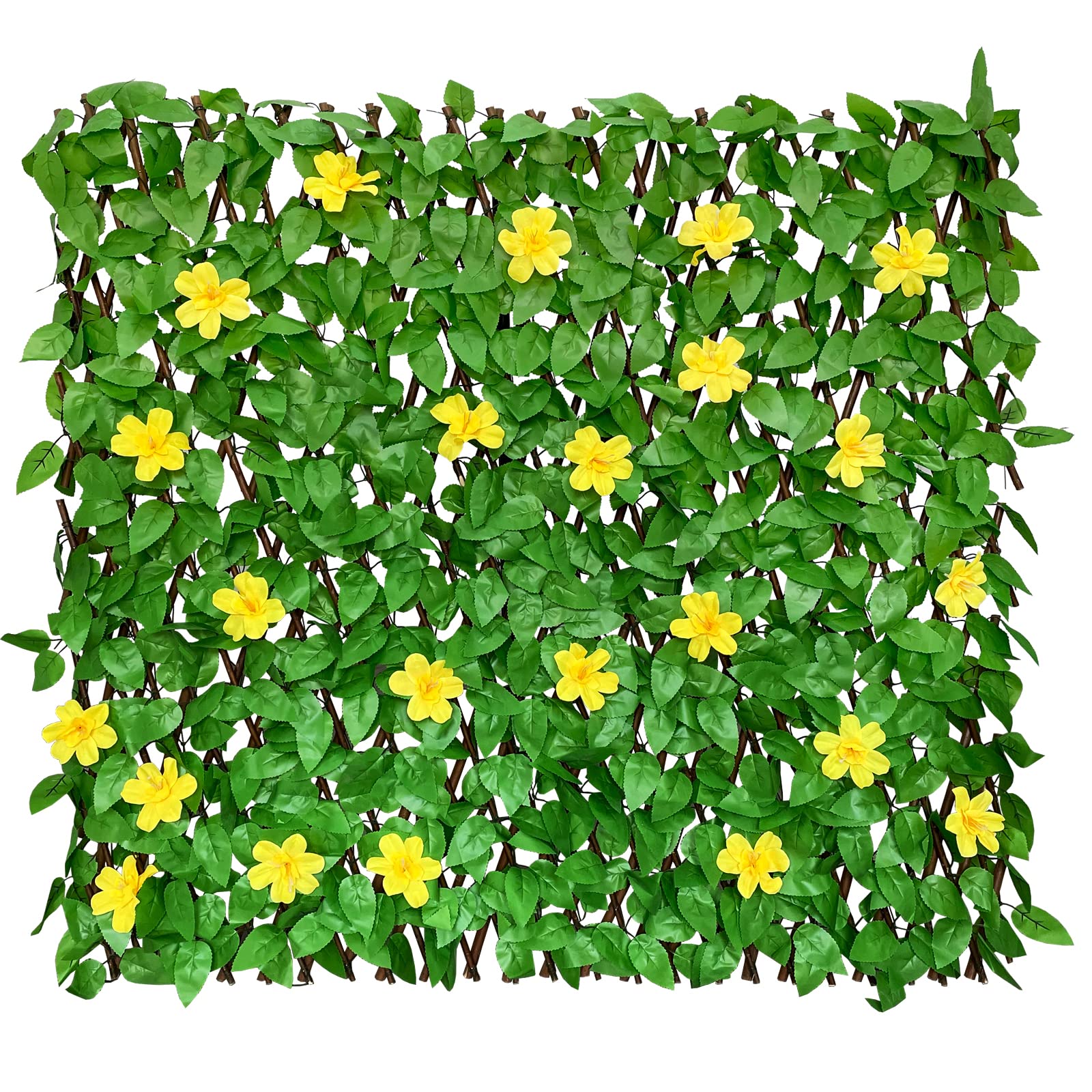 Photo 1 of Sumery Expandable Fence Privacy Screen for Balcony Patio Outdoor,Decorative Faux Ivy Fencing Panel,Artificial Hedges (Single Sided Leaves) (1, Yellow Flowers)