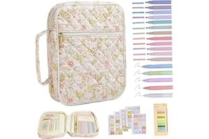 Bible Case, Bible Cover, Quilted Floral Portable Protective Large Bag with Tabs & Ighlighters & Pens Elegant for Girls, Women