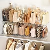 MSHOMELY Bag & Purse Organizer for Closet Shelf Stackable Acrylic Shelf Dividers for Closet Organization, Clear Handbag Purse Storage Organizer Divider, Keep Clutch, Wallet, Pocketbook Upright, 4 Pack