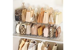 MSHOMELY Bag & Purse Organizer for Closet Stackable Acrylic Shelf Dividers for Closet Organization, Clear Handbag Purse Storage Organizer Divider, Keep Clutch, Wallet, Pocketbook Upright, 4 Pack
