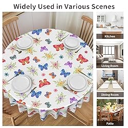 MAST DOO Round Tablecloth 60 Inch, Butterfly Floral