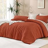 Andency Comforter King Size Set Burnt Orange, Terracotta Boho Fall Lightweight Bedding Comforters & Sets for King Bed, 3 Pieces Rust Tufted Bedding Set & Collections Soft Breathable All Season