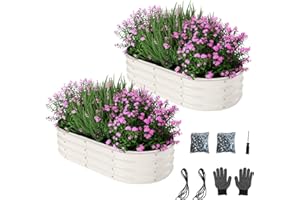 ZFHGARDEN Galvanized Metal Planter Raised Garden Bed Kit for Gardening Outdoor，4x2x1ft 2 Planter Grow Garden Box Raised Flower Bed，Long Vegetable Clearance Herb Raised Garden Beds for Gardening White