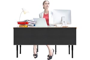 HolyMaji 60" Under Desk Privacy Panel Self-Adhesive Modesty Panel with Wire Pocket for Cable Management Organizer Heavy Duty Desk Skirt - Office Home or Standing Workstation Concealer Shield