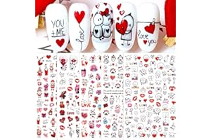 TailaiMei Valentine's Day Nail Stickers, 10 Sheets Self-Adhesive Nail Art Decals for DIY Nail Decorations, Cartoon Design for Teddy Bears, Sexy Breasts (Cartoon Style)